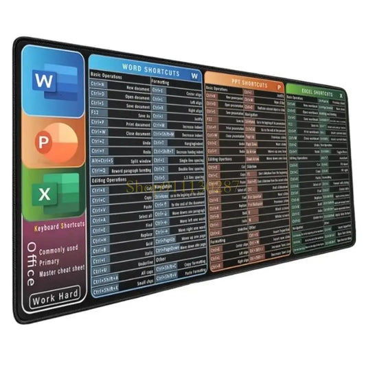 J1HC Large Keyboards Mouse Pad Featuring Excels Word Shortcut for Office Software Use