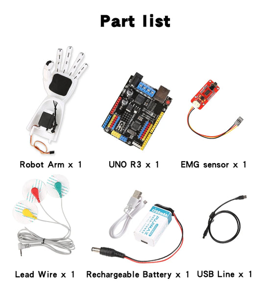 EMG Sensor Robotic Arm Electrical Muscle Signal Sensor Robotic Arm, ARDUINO Project Open Source Laboratory Project