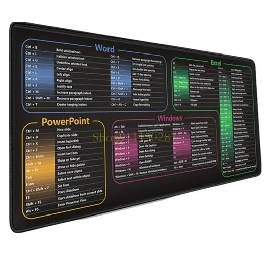 J1HC Large Keyboards Mouse Pad Featuring Excels Word Shortcut for Office Software Use