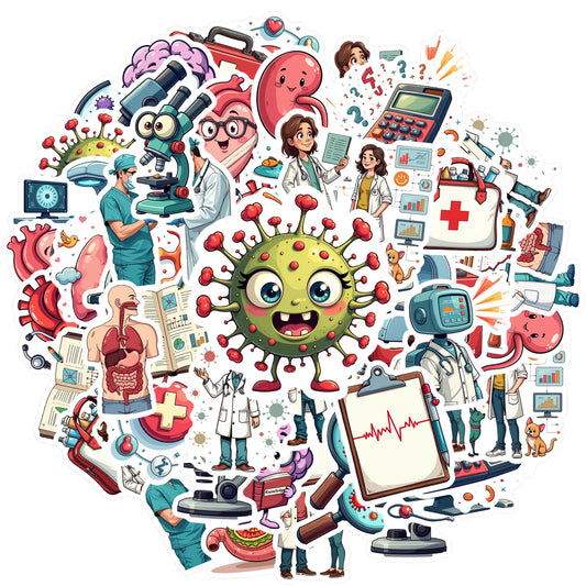 35pcs-100pcs Decals  Robot Doctor Stickers Virus Decals Educational Stickers for Guitar Luggage Phone
