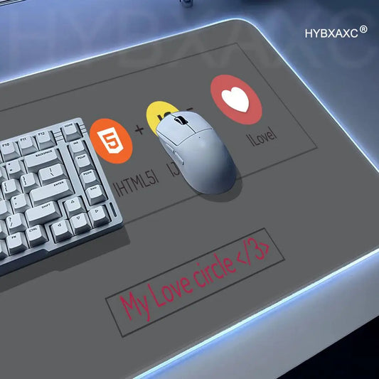 HTML CSS programming Mouse Pad RGB Pc Accessories LED Game Desk Mat E-sport Table Protector Neon Keyboard Mat Backlit Carpet Rug