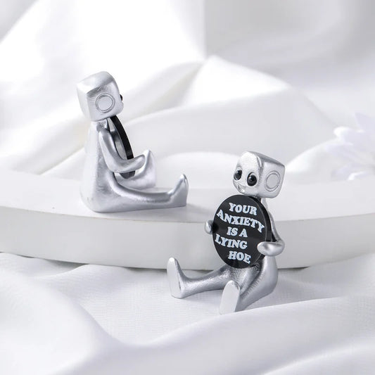 Cute Tiny Robot Figure Decoration Inspirational Cute Fun Office Desk Decorations, Hack Your Anxiety, Ideal Gifts