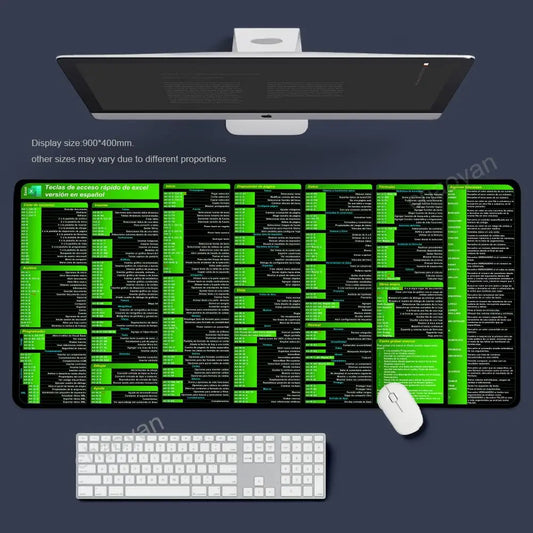 Large Excel Spanish Mouse Pad Cheat Sheet For Blender Shortcuts Professional Keyboard Mousepad Software Web AI Engineer Desk Mat
