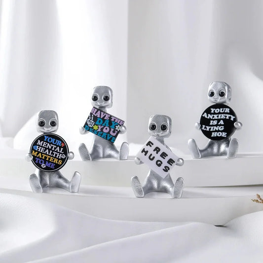 Cute Tiny Robot Figure Decoration Inspirational Cute Fun Office Desk Decorations, Hack Your Anxiety, Ideal Gifts